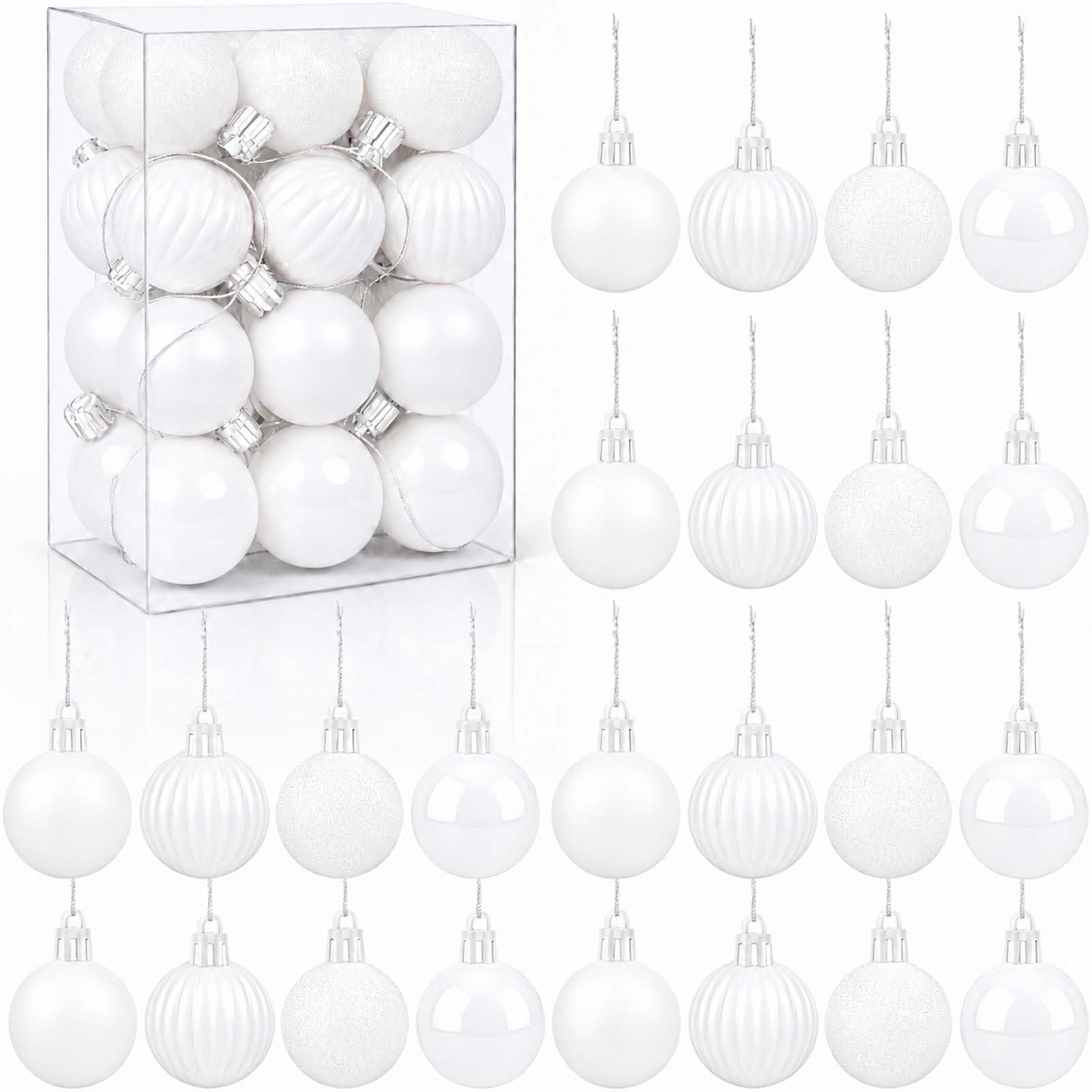 TEMU 24pcs Christmas Balls Ornaments Essential Christmas Tree Decorations Indoor For Home Holiday Party Decoration White