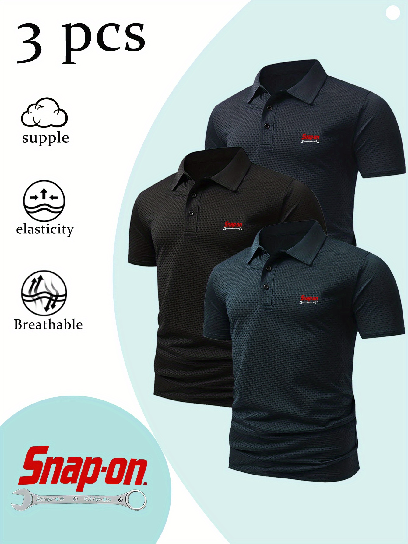 3pcs Men s Summer Shirts - Breathable Golf Tees with   Print Design,   Business Casual Outdoor Sports, Ideal Gift for Men
