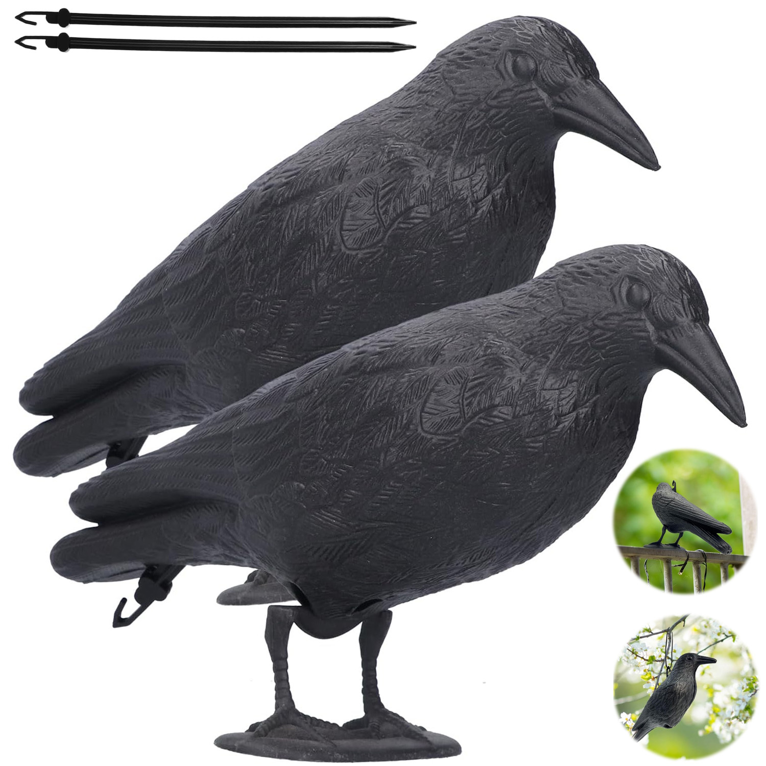 Image of 2pcs Figurine Ornaments, Realistic Shape Sculpture, Decorative Art Statue For Windowsill, Garden, Balcony, Indoor And Outdoor Layout Decoration