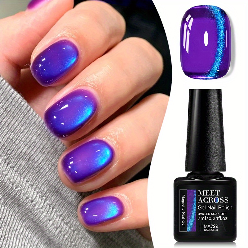 Image of 7ml Coloured Stone Magnetic Gel, Blue Purple Magnetic Gel Nail Polish, Semi Permanent /led, Manicure Varnishes
