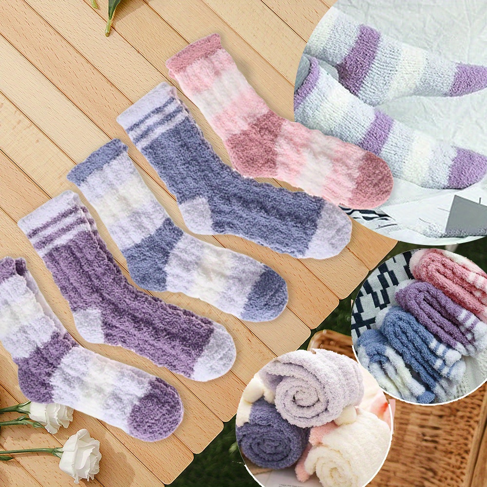 

5 Pairs Womens Fuzzy Socks Fleece Fluffy Cabin Plush Warm Sleep Soft Cozy Winter