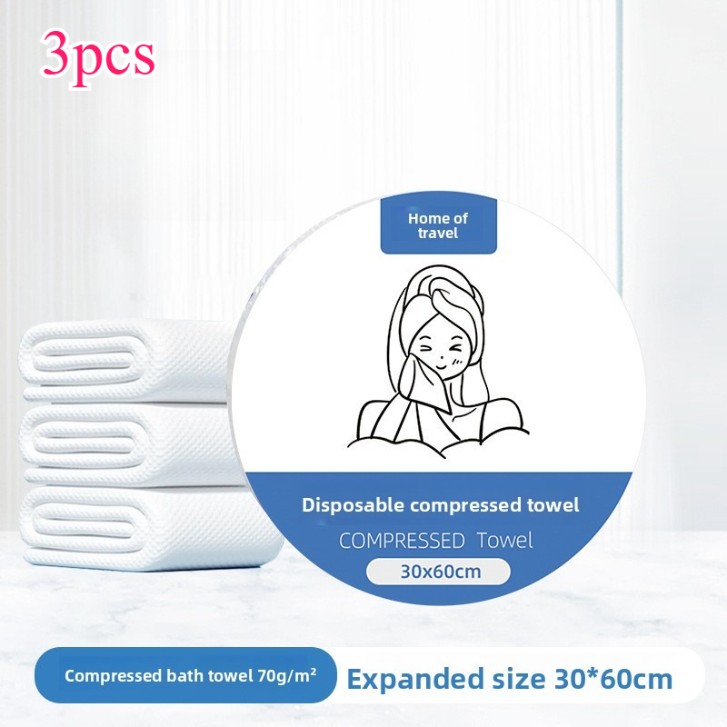 TEMU 3pcs Disposable Compressed Towel Bath Towel Travel Pack! Super Absorbent, Individually Wrapped, Portable And Hygienic! Suitable For Travel,