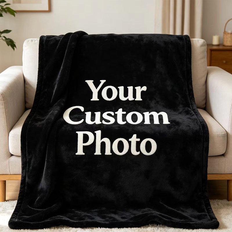 TEMU 1pc Personalized Custom Blanket With Photo And Text, Personalized Flannel Blanket, For Birthdays, Halloween, Christmas, Custom Picture Blanket,