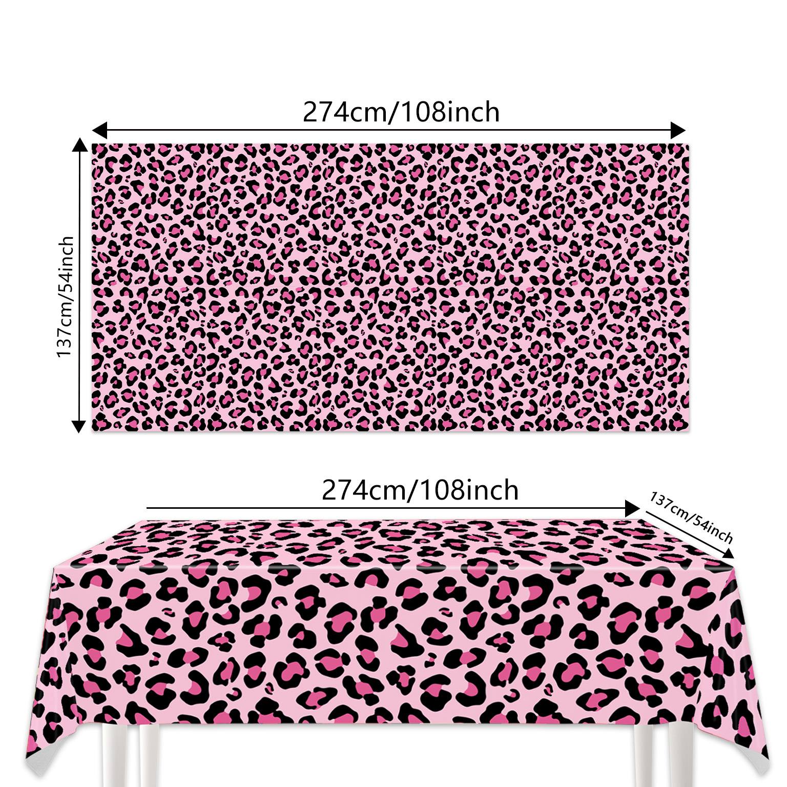 TEMU Sweet Leopard Print Disposable Rectangular Tablecloth 274 X 137cm Tablecloth Birthday Party Single Gathering Bar Ktv Themed Party Table