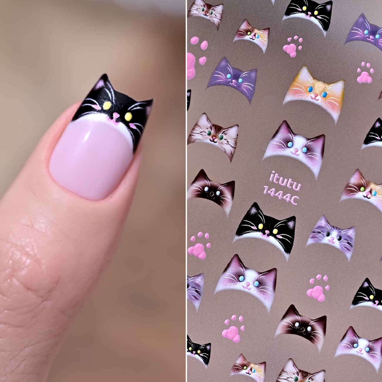 TEMU Stickers Nail Art Chatons Français