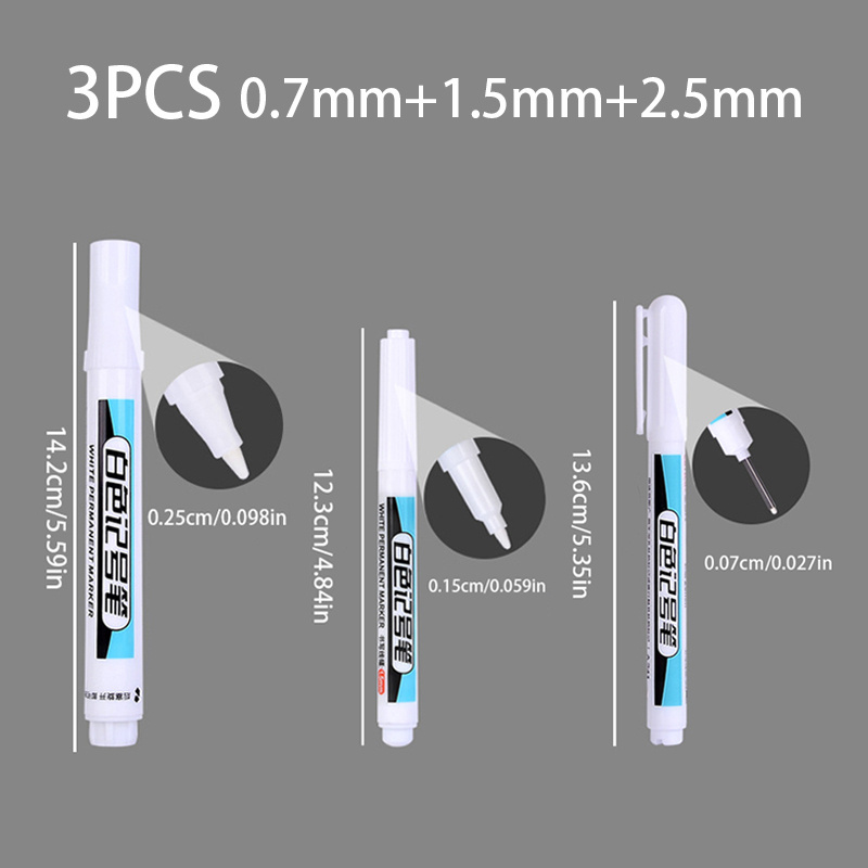 TEMU 3 White Markers | Quick-drying, Fade-resistant | Ideal For Diy Crafts On Glass, Faux Leather, Wood, And Metal | Perfect For Halloween And