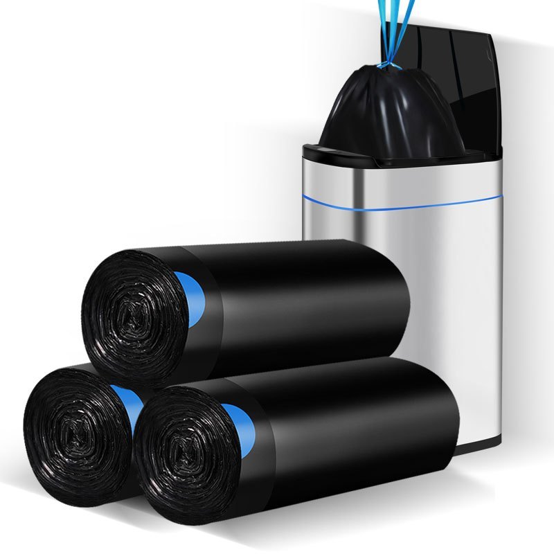 

75pcs 5 Rolls, 4 Gallon Thickened Black Garbage Bags - , And Leak-proof, Disposable Garbage Bags For Kitchen, Office, Bedroom And Bathroom, Yard, Car Interior Garbage Cleaning, Life Cleaning Supplies