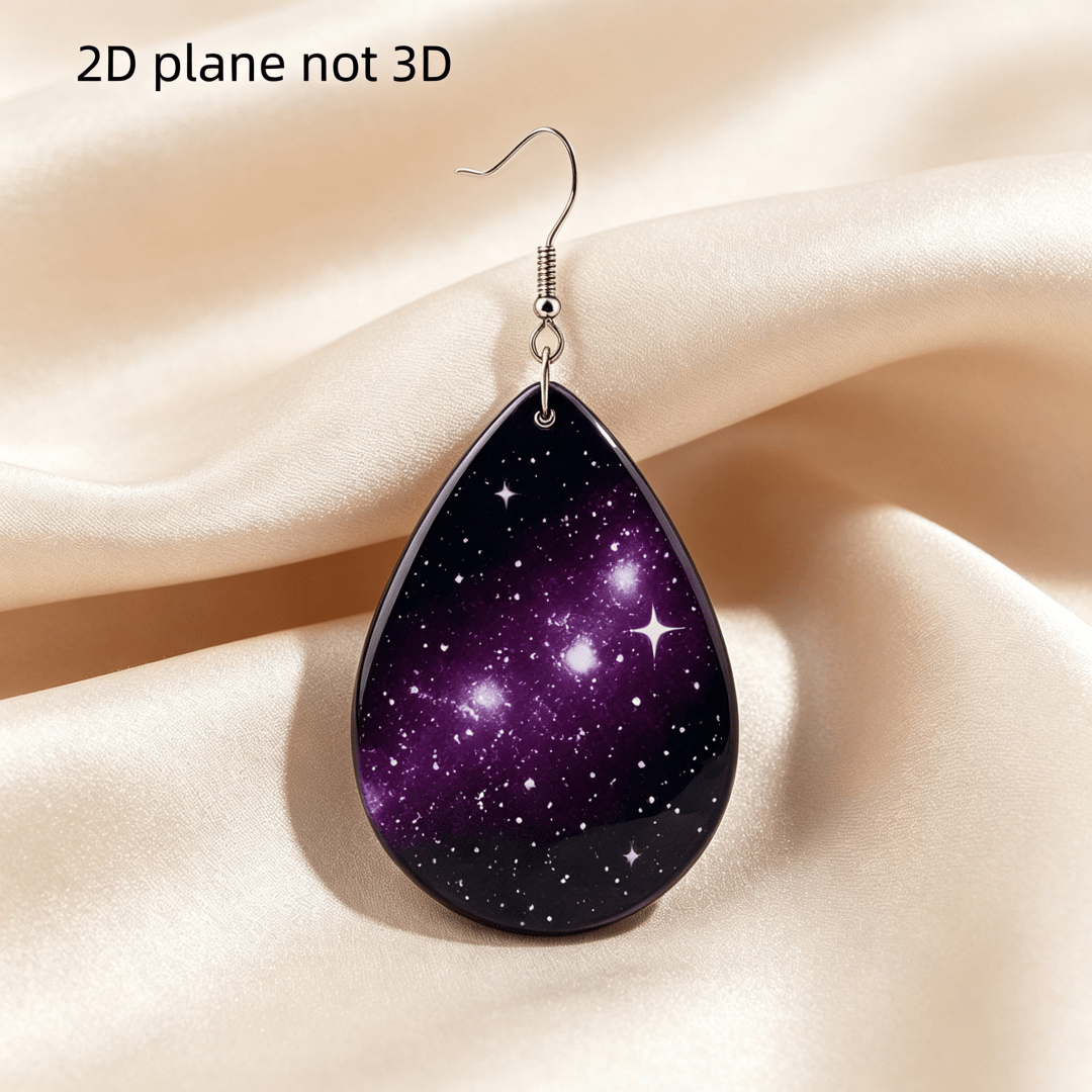 Women's Deep Purple Galaxy Nebula Teardrop Dangle Earrings