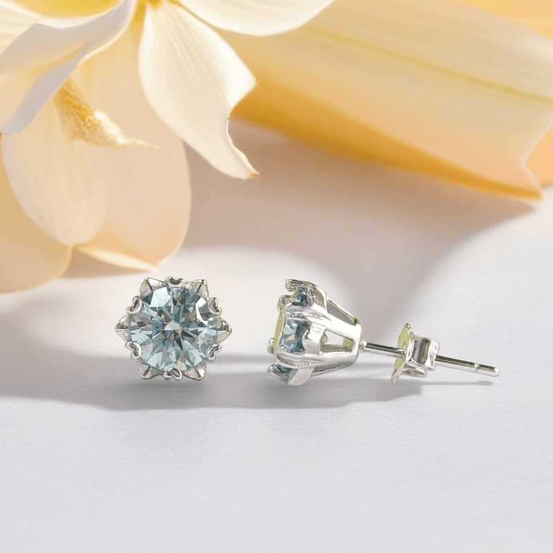 Elegant Azury Synthetic Moissanite Snowflake Stud Earrings