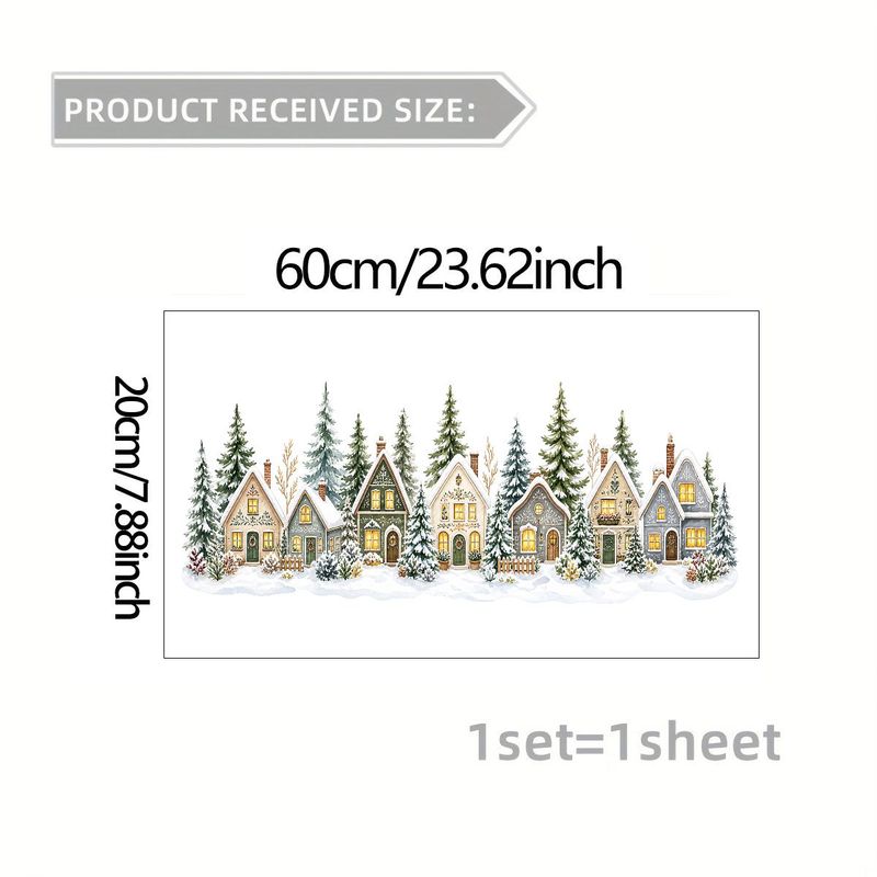 TEMU 2d Flat Pattern, Christmas Window Stickers Glass Static Cling, Window Decals, Glass Murals, Window Stickers Winter Snow Scene Glass Static Film