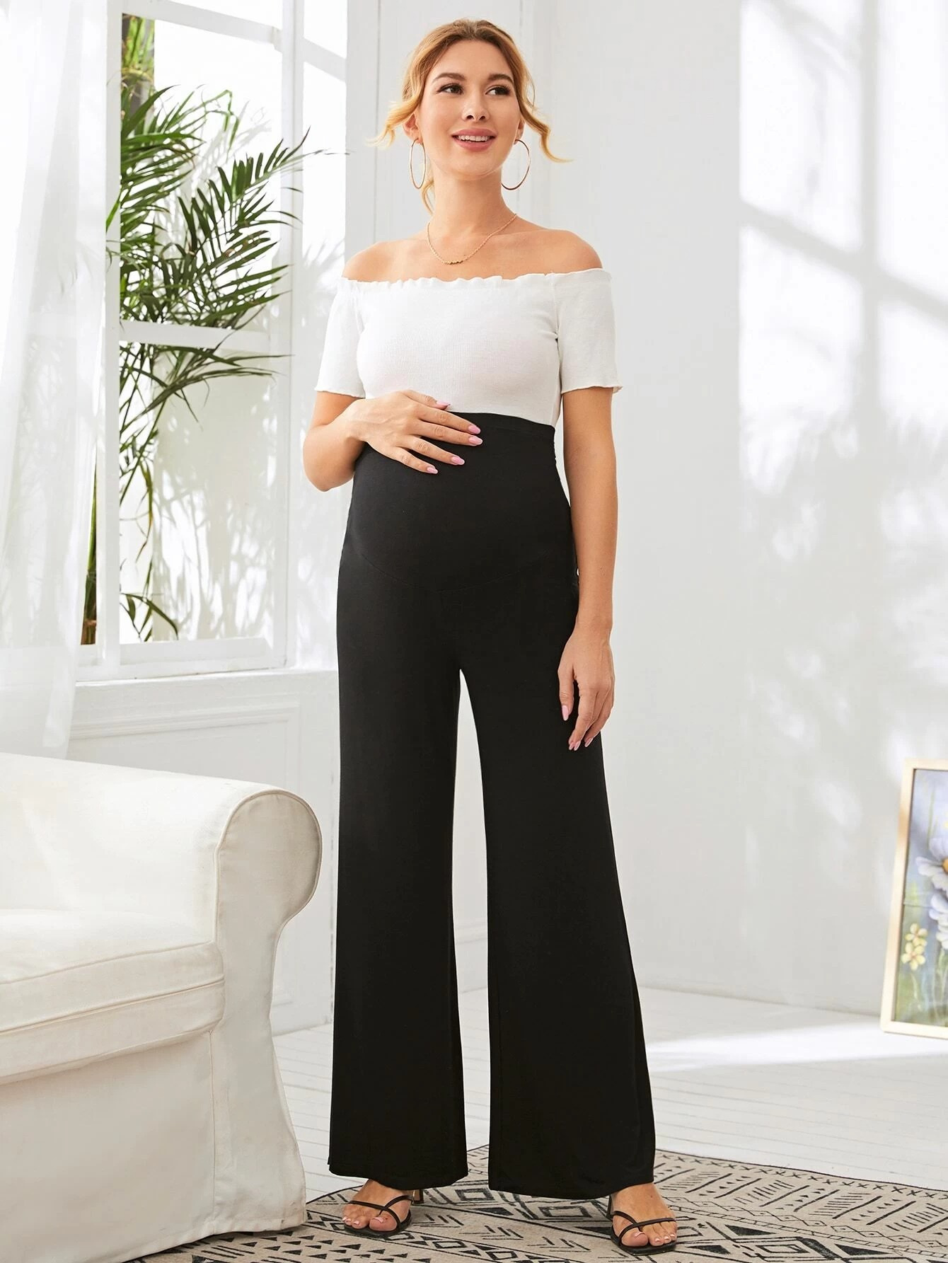 pantalon large taille haute femme enceinte pantalon Temu Switzerland