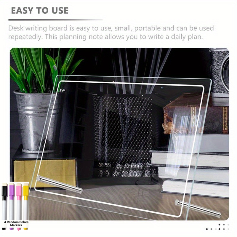 TEMU Planche de planification plate 2D/1 lot en acrylique transparent effaçable à sec pour bureau, mémo à faire pour bureau, blanc pour planning et