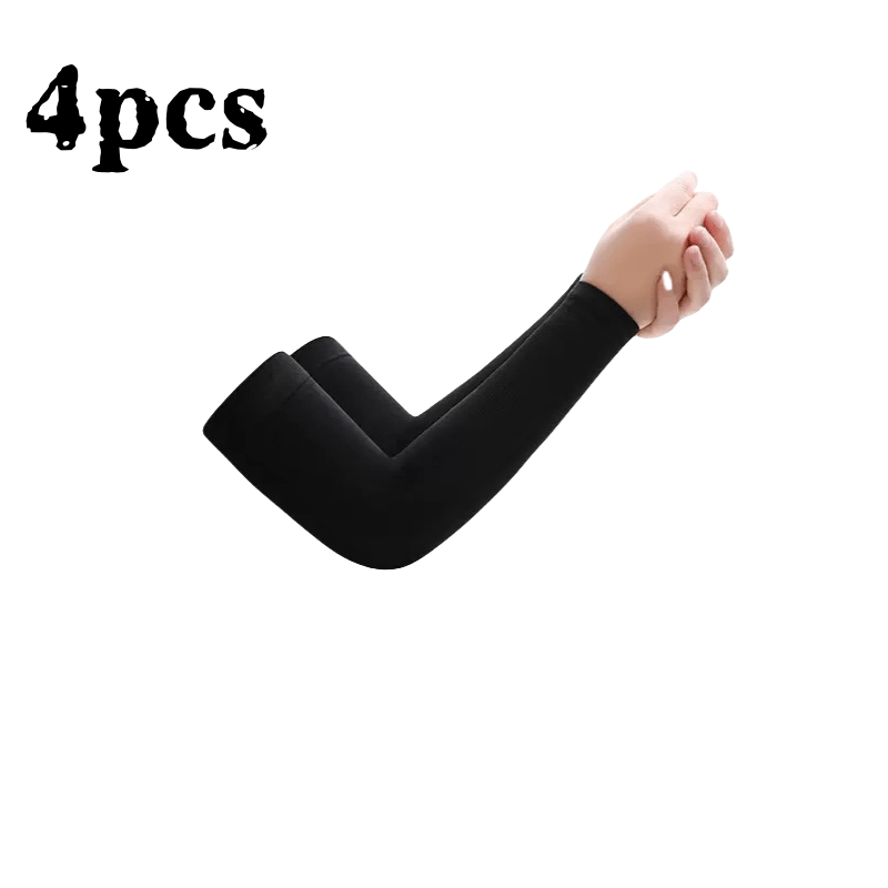 4pcs Solid Color Unisex Summer Arm Sleeves Straight Breathable Arm Covers For Cycling, Hiking, Golf, Fishing, Driving, Outdoor Sports In Black, White, And Gray