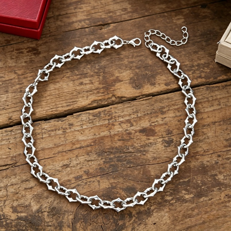 TEMU Hip Hop Punk Style Hollowed Out Necklace With Simple Charm And Adjustable Length, Plain Chain
