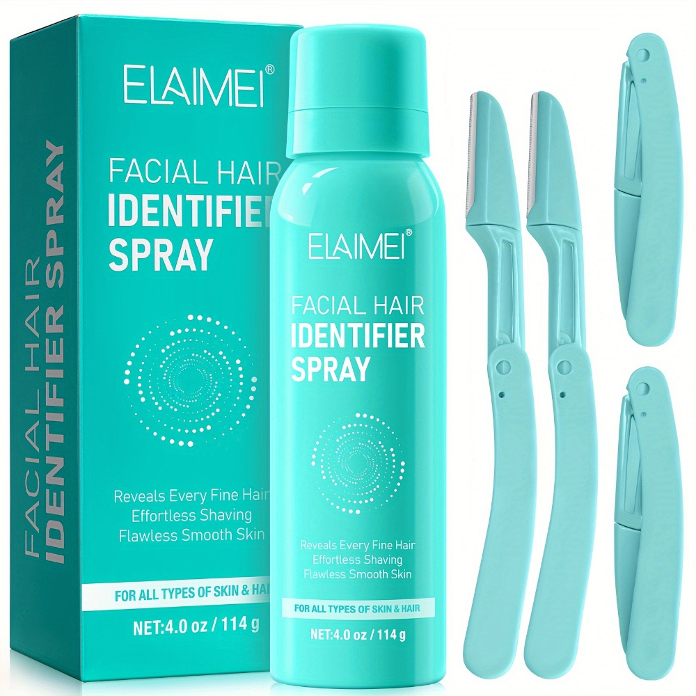 TEMU Elamei 5pcs Set Hair Identifier Spray For Face - Hypoallergenic, Moisturizing & Skin Care Dermaplaner, Personal Care Essential, Gentle And