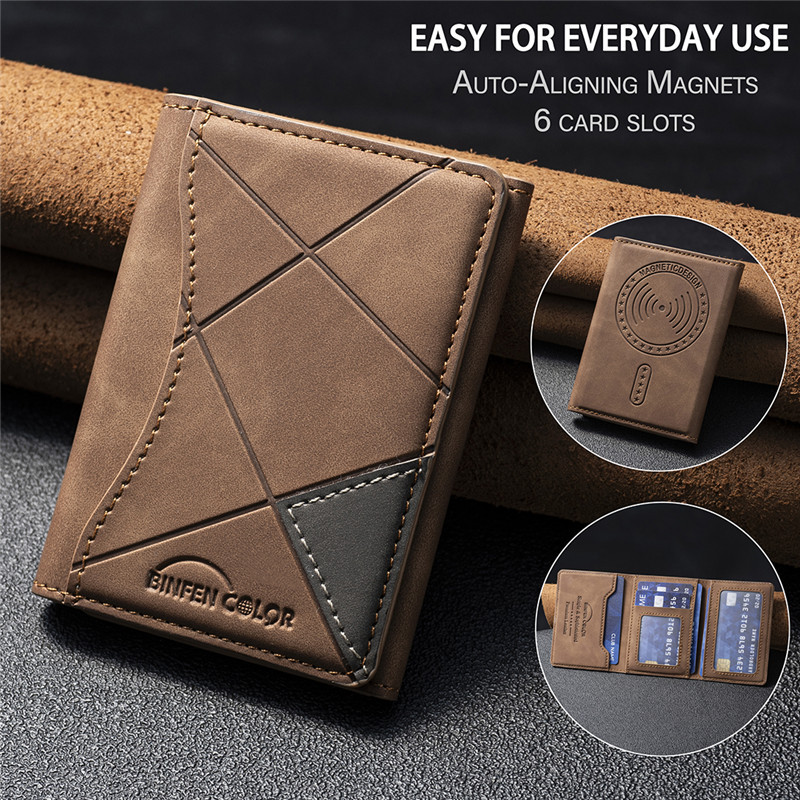 Image of Card Holder Phone The Back Kickstand Wallet Case With Stand Function Magnetic Faux Leather Bags Sleek Functional For Everyday Use
