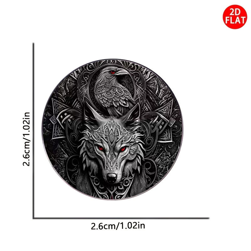 TEMU 2d Flat, 2d Flat Viking Wolf And Crow Pattern Brooch Stainless Steel Badge, Collar Pin, And Pin, Suitable For Backpacks, Clothing, Shoe And Hat