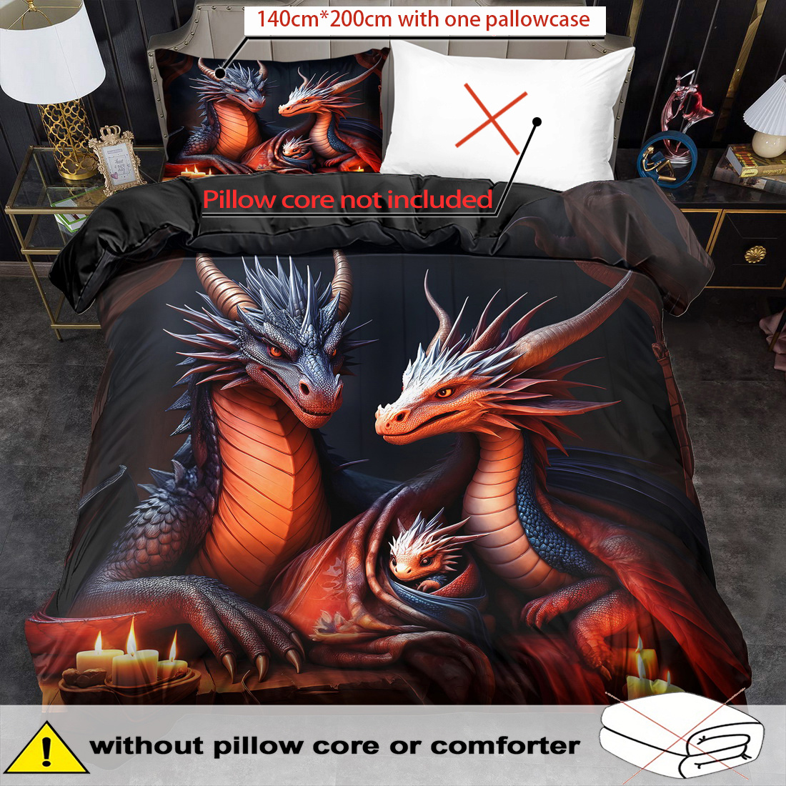 TEMU 2/ 3pcs Quilt Cover Set, Valentine's Day, Plant Print Duvet Cover Set, King Bedding, Polyester Machine Washable, Quilt Decoration, Bedroom ,