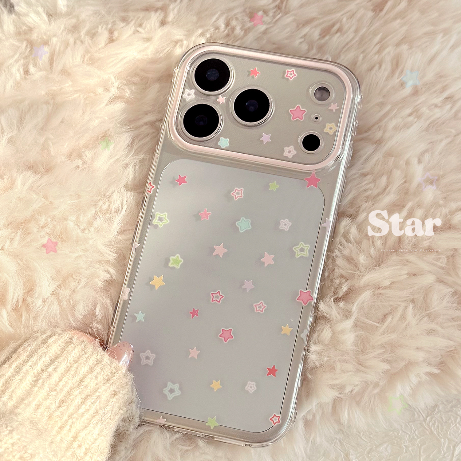 E-shop Handyhülle: Bunte Macaron-Stern Transparente Weiche Hülle für iPhone 17 Pro Max, Kompatibel mit iPhone 16/15/14/13/12