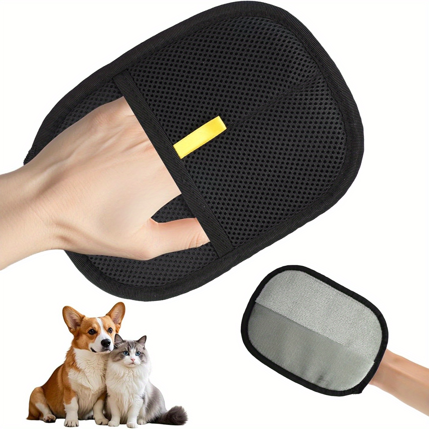 TEMU Pet Double Sided Grooming Gloves, Static Removal Gloves For Pet Hair, , For Washing, Hair Removal, Beauty, Sofa, Bed Sheets, Clothes, Suitable For Cats And Dogs