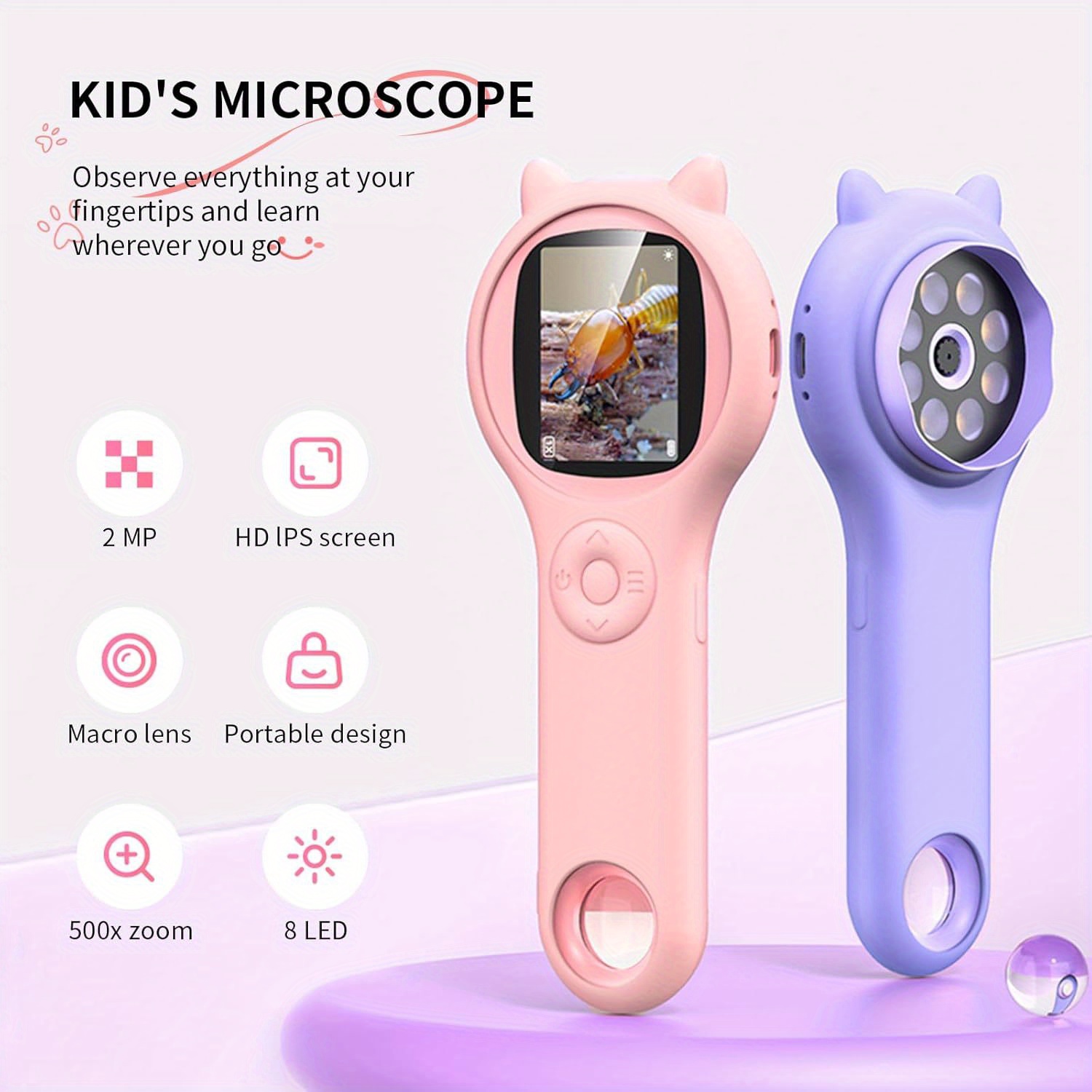 item picture   usb microscope a mini handheld magnifier with 500 magnification suitable for stem education science kits making it a great back to school christmas and birthday gift for boys and girls aged 3 12