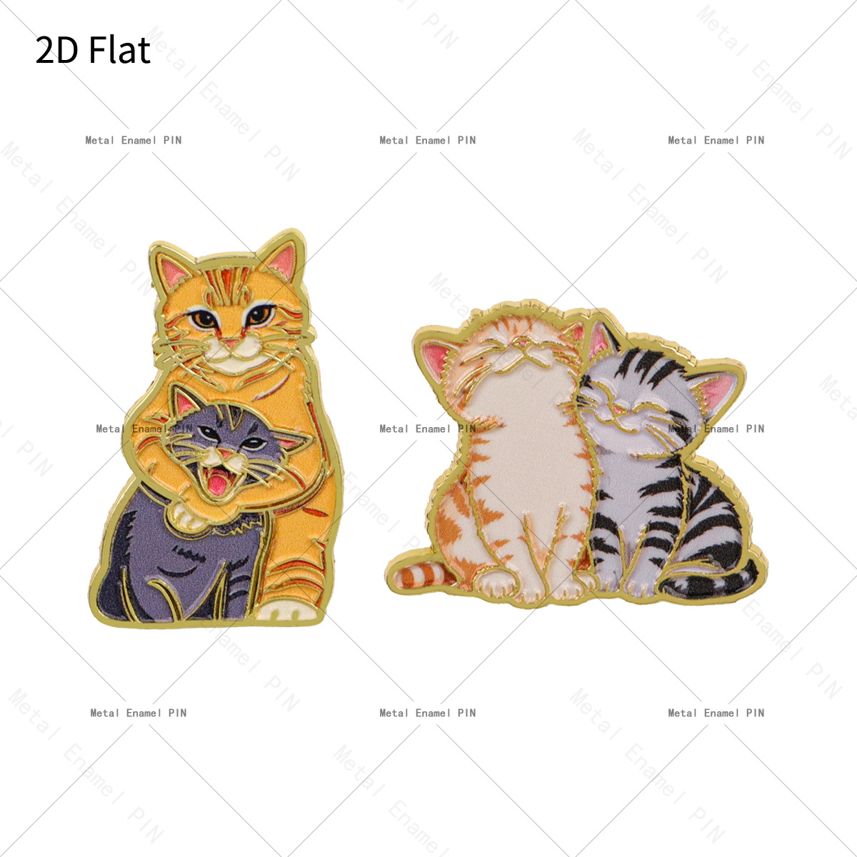 TEMU 2d Flat, 2d Flat 2pcs/set Cute Cartoon Cat Lapel Pin Enamel Pins And Brooches Badge Pins For Backpacks Bags Backpack Cool Decoration Friend For