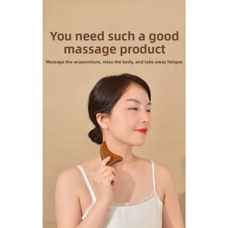 sandalwood triangular massage stick battery free acupressure shoulder and neck meridian pressing tool portable relaxer handheld durable construction essential for self care Product details 1