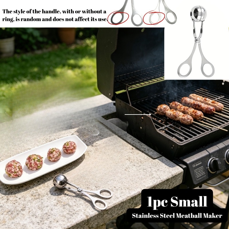 TEMU 1pc Meatball Maker Tool, Stainless Steel Meatball Shaping Clamp, Handheld Meatball Scoop, Kitchen Use, , Perfect For Bbq, Cooking, Homemade Food