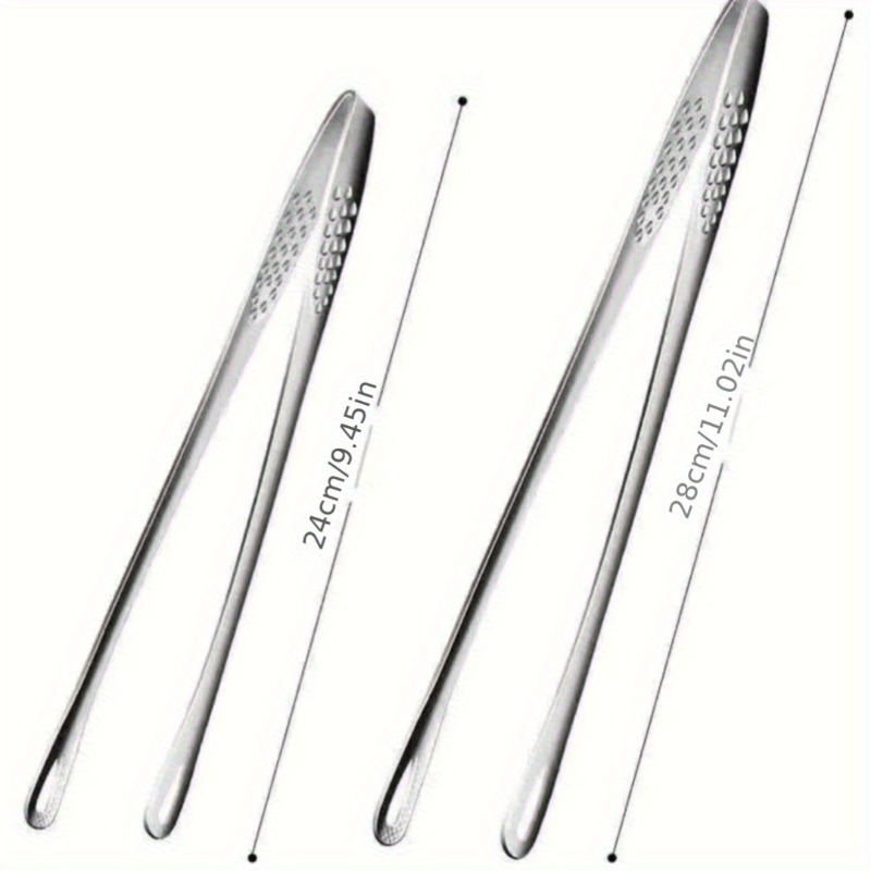 TEMU Stainless Steel Multi-functional 2pcs Bbq Tongs, Bread Tongs, And Ice Tongs- Suitable For Grilling, Baking, Camping, Restaurants, And Home Use.