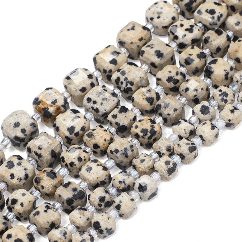 Beautiful Yellow Spotted Jasper Faceted Cube-Shaped Beads