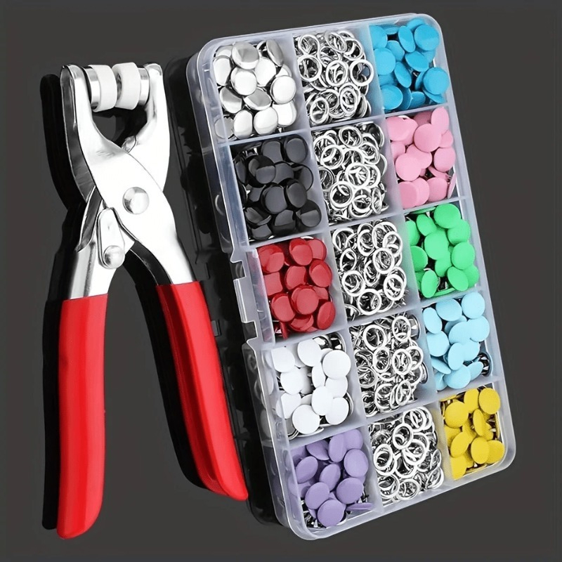 TEMU 202pcs Snap Fastener Kit With Hand Press Pliers, Colorful Snap Buttons And Manual Installation Tool For Sewing, Clothing, Hats, Bags, Crafts And