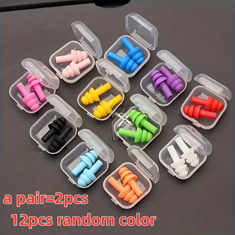 TEMU 6 pièce/12pcs Couleurs Aléatoires, Bouchons d'oreille Style Sapin de Noël, Adaptés au Sommeil , aux Voyages et à la Natation, Réutilisables,