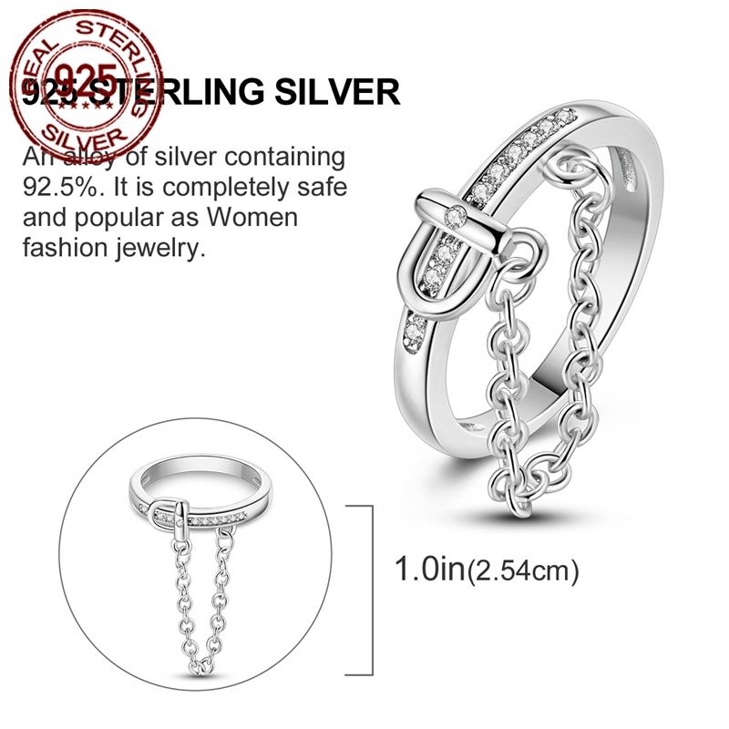 Women's Pure Silver Belt Tassel Stone Ring, Elegant Gift
