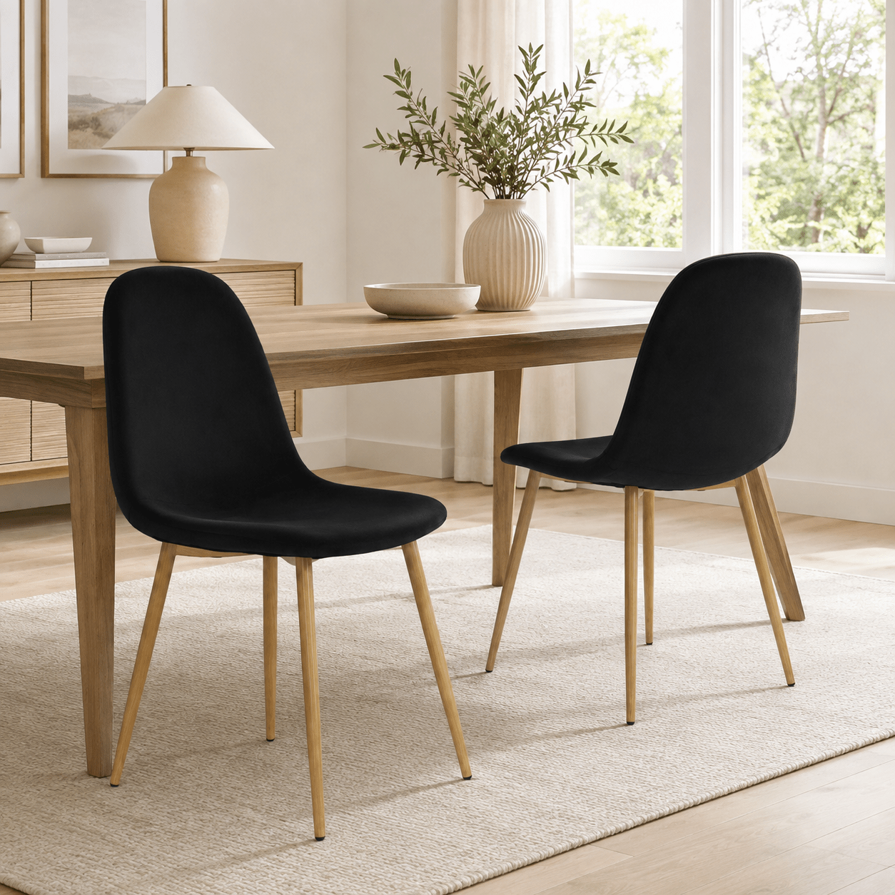 Modern Velvet Dining Chair Set Of 2, Soft Upholstered Seat With Sturdy Golden Metal Legs, Mid-century Accent Side Chairs For Dining Room, Kitchen, Living Room, Bedroom, Home & Restaurant