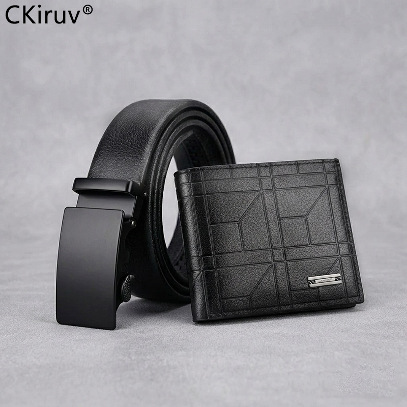 TEMU Conjunto de cinturón y billetera para hombre, estilo casual de negocios, 2 piezas, material PU premium, diseño con de , resistente al y duradero