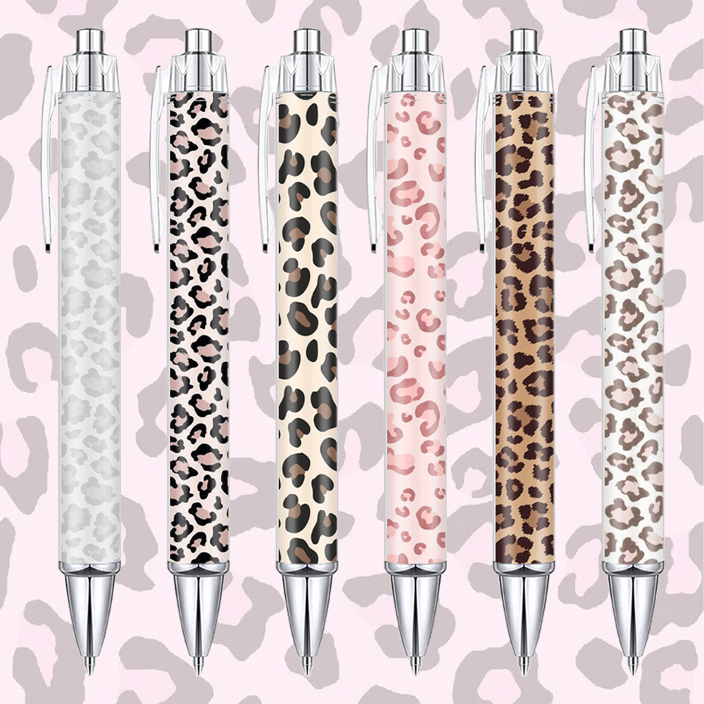 Image of [leopard Print Pens] 6pcs Leopard Print Ballpoint Pens - Writing Pen For Women Gift, Christmas Pens, Teacher Pens, Pens For Writing, Multipack Pens, Professional Women, Student Stationery