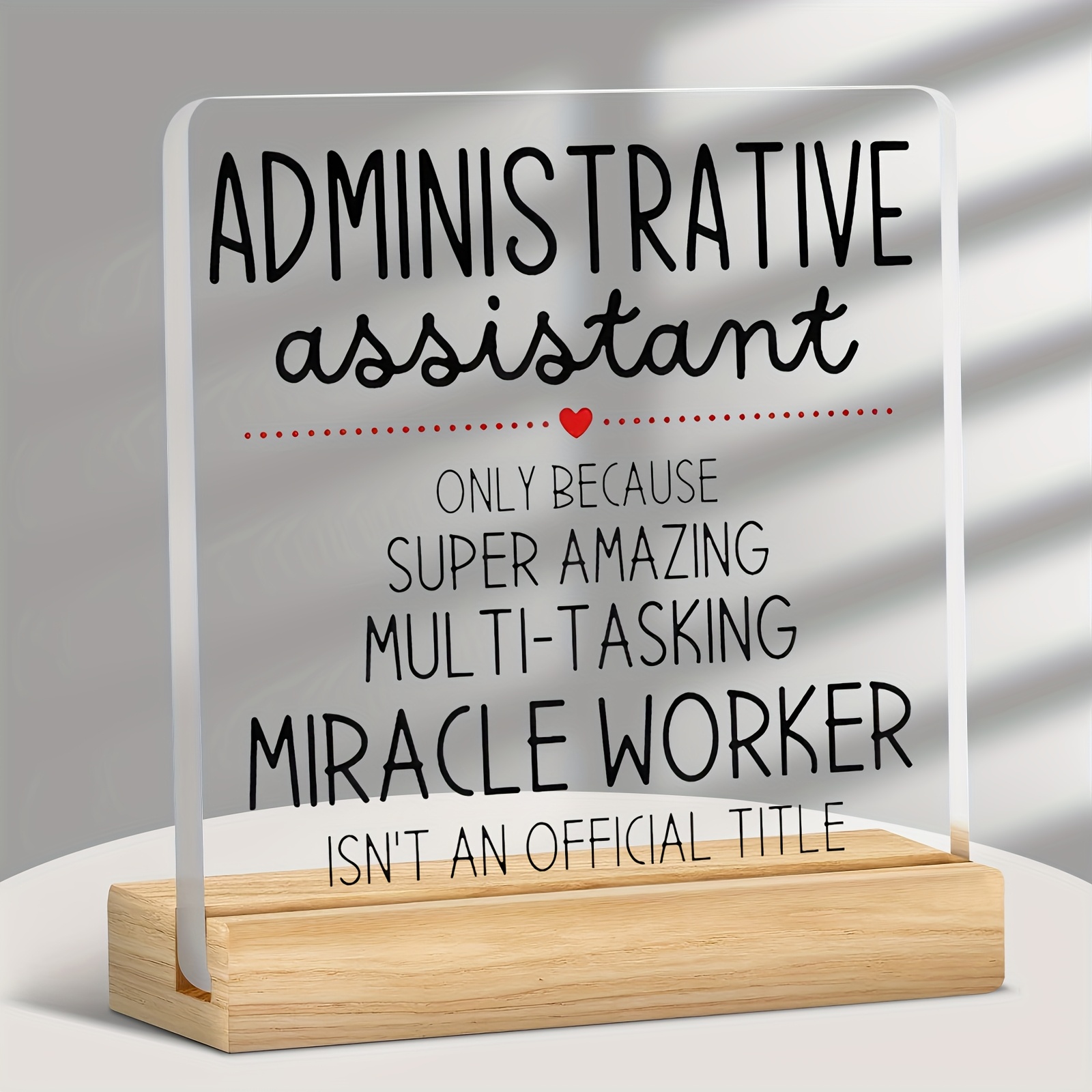 TEMU 2d Flat, Humorous "super Amazing Multi- Worker" Desk Decor - Retro Wood Base & Acrylic Suitable For Receptionists, Secretaries, Administrative ,
