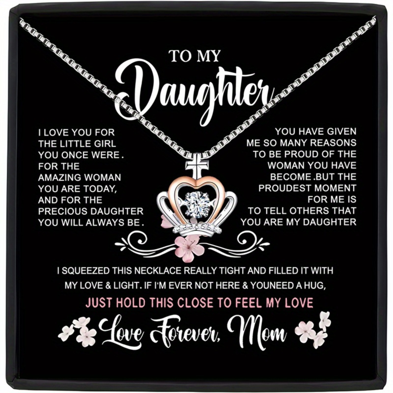 TEMU Collier avec pendentif couronne pour , un ensemble de boîte cadeau avec pendentif, une carte et une boîte cadeau, est parfait pour Noël et les