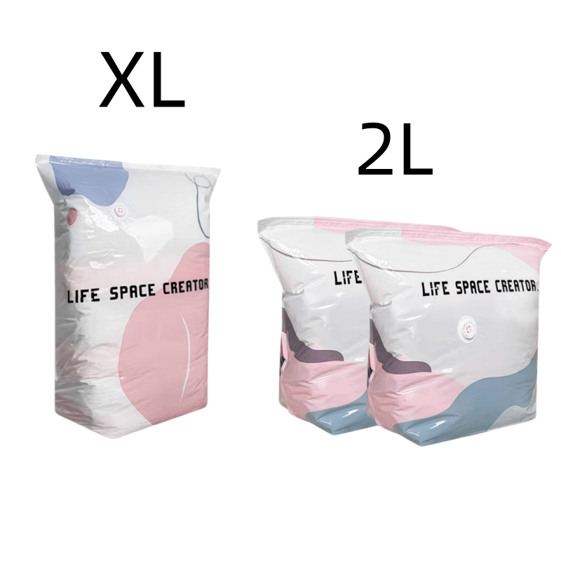 TEMU Heavy-duty Vacuum Storage Bags (3pcs Set), No Pump Required, Space-saving, With Press-to-seal Design, Suitable For Clothing, Blankets, Travel,