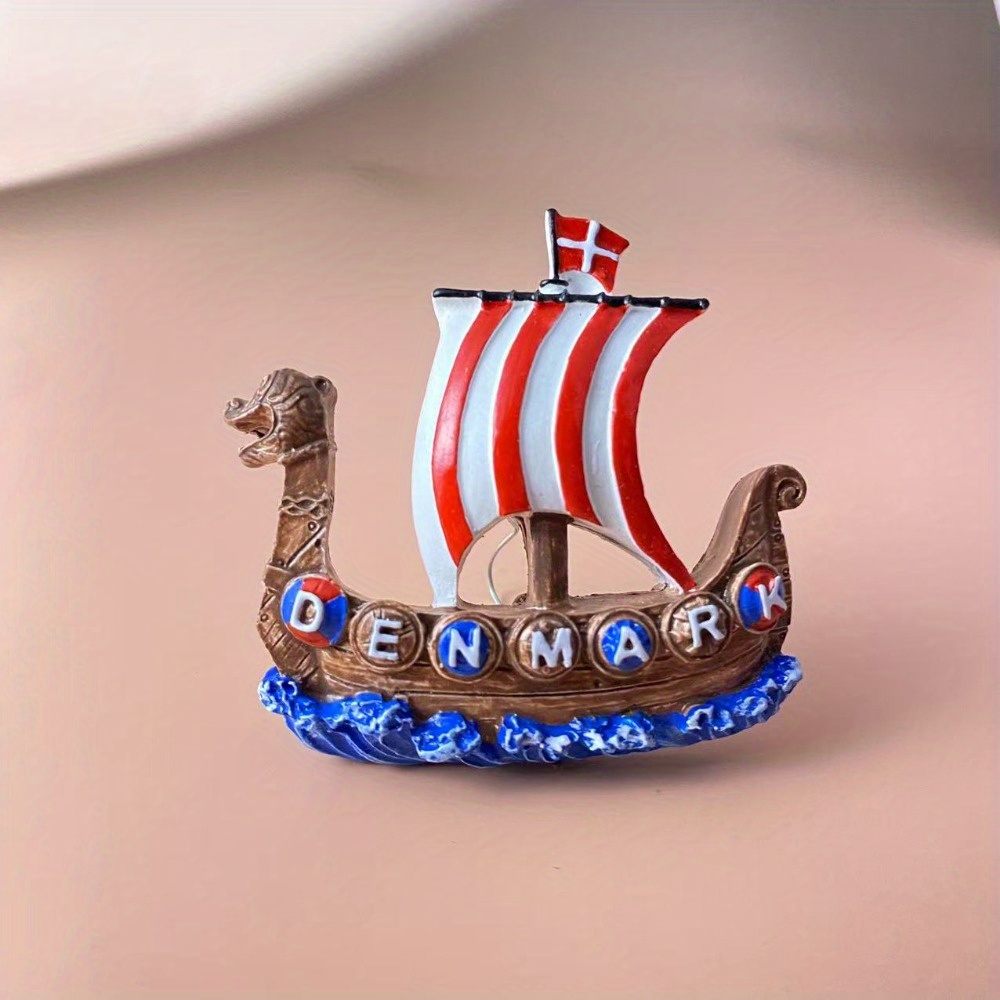 Image of 1pc-elegant 3d Resin Magnetic Refrigerator Magnet - Beautiful Danish Sailboat Design For Kitchen Home Decor - Perfect Affordable Gift For - Stylish And Budget-friendly