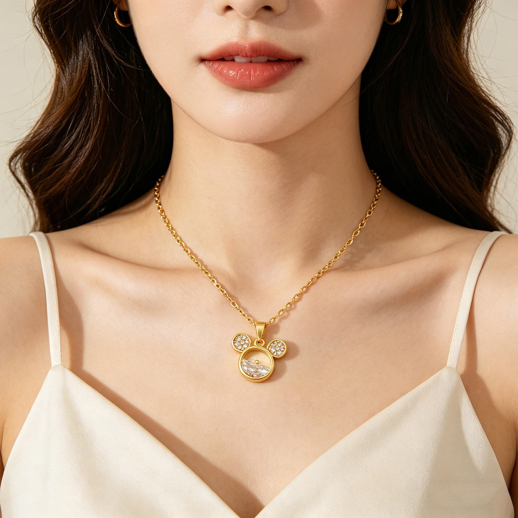 Copper Zirconia Semi-Circular Necklace, Daily Wear