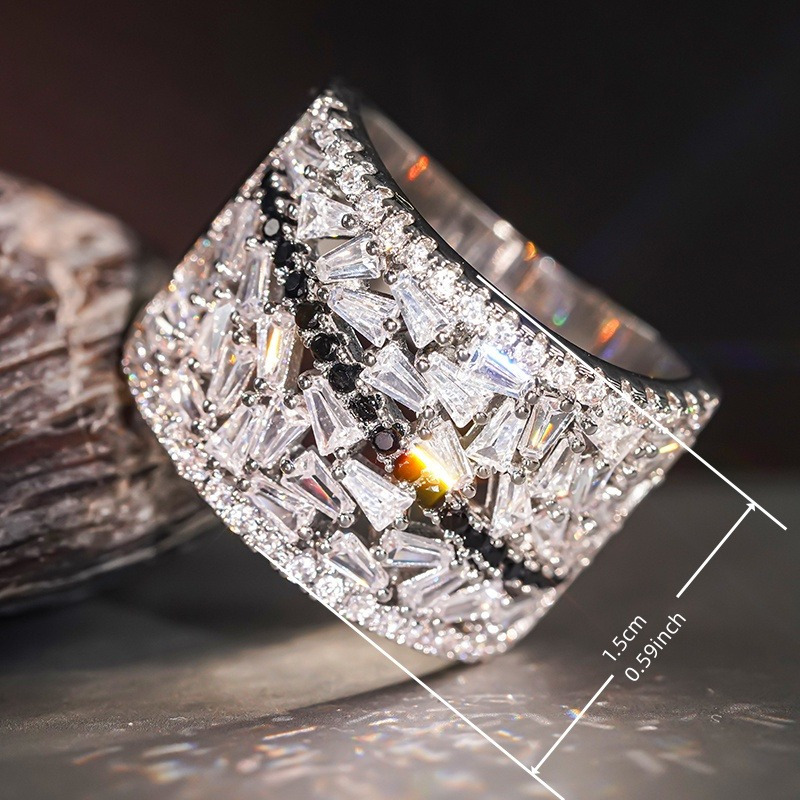 Micro Paved Zirconia Wide Band Statement Ring for Women & Men