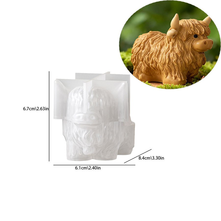 TEMU [resin Mold] 1pc 3d Ornament Resin Silicone Mold Plush Texture Candle Mold 3d Cute Animal Resin Silicone Mold Soap Soap Cement Clay Gypsum Resin