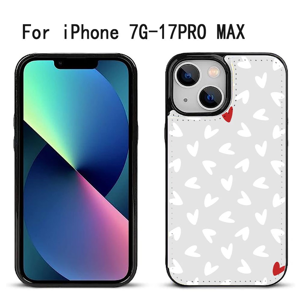 TEMU Phone Case - Faux Leather Multifunctional Wallet-style Phone Case With A Easy Red And White Heart Illustration, Card Slot, And Coin Pocket. Cute