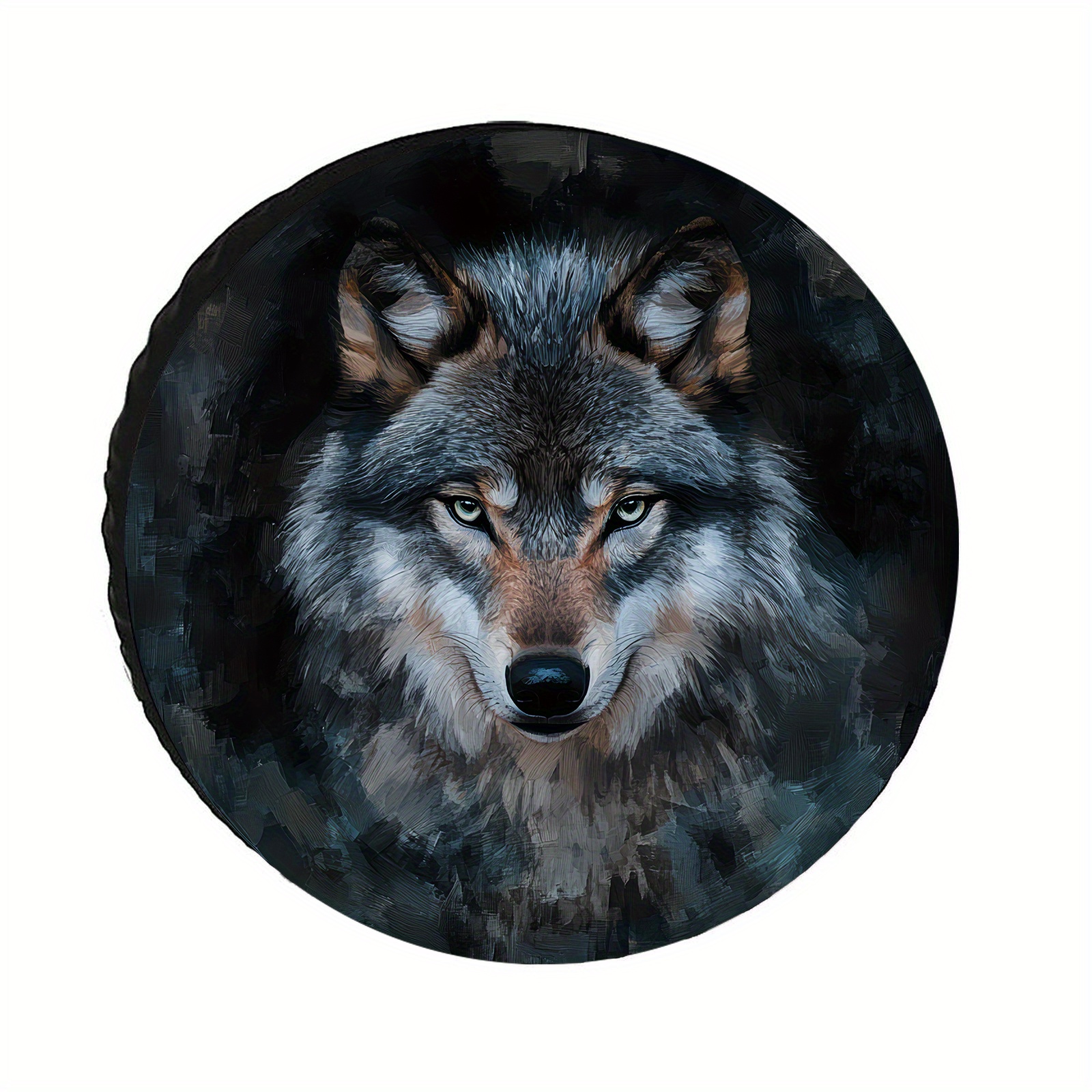 TEMU Realistic Wolf Shadow Tire Cover: Tear-resistant, Realistic And Cool, With Sharp Wolf Eyes, Windproof, And Tightly Fitted Polyester Fiber