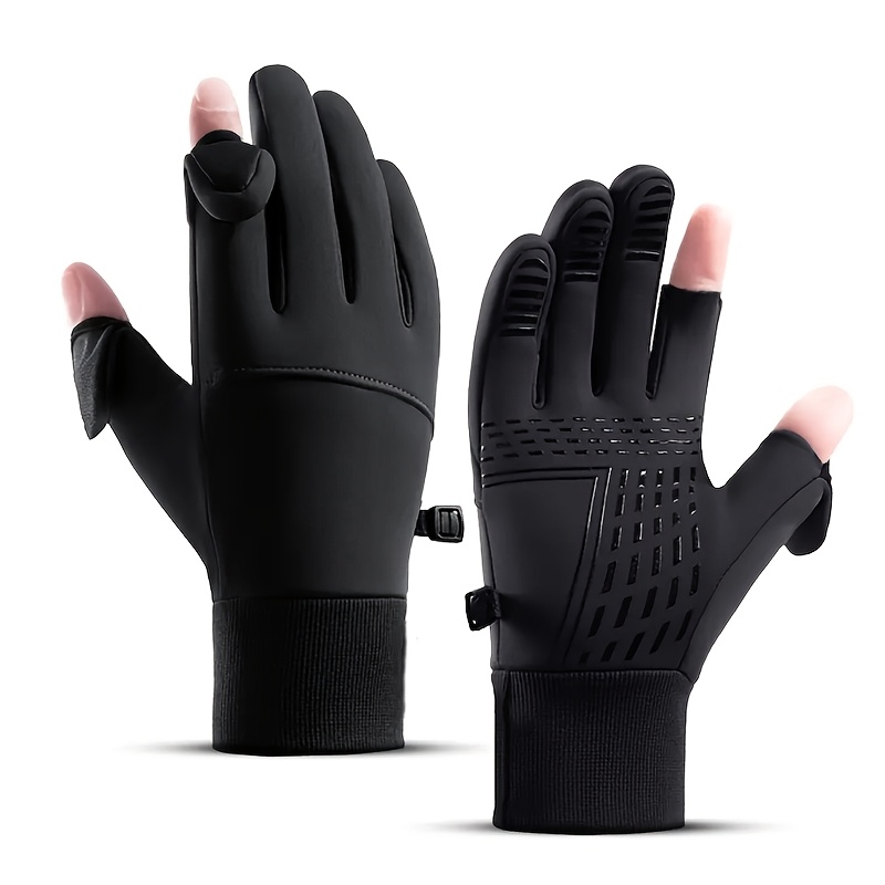 TEMU Gants d'hiver thermiques coupe-vent pour écran tactile pour homme et femme - Fermeture à glissière, compatibles avec smartphone, adaptés aux