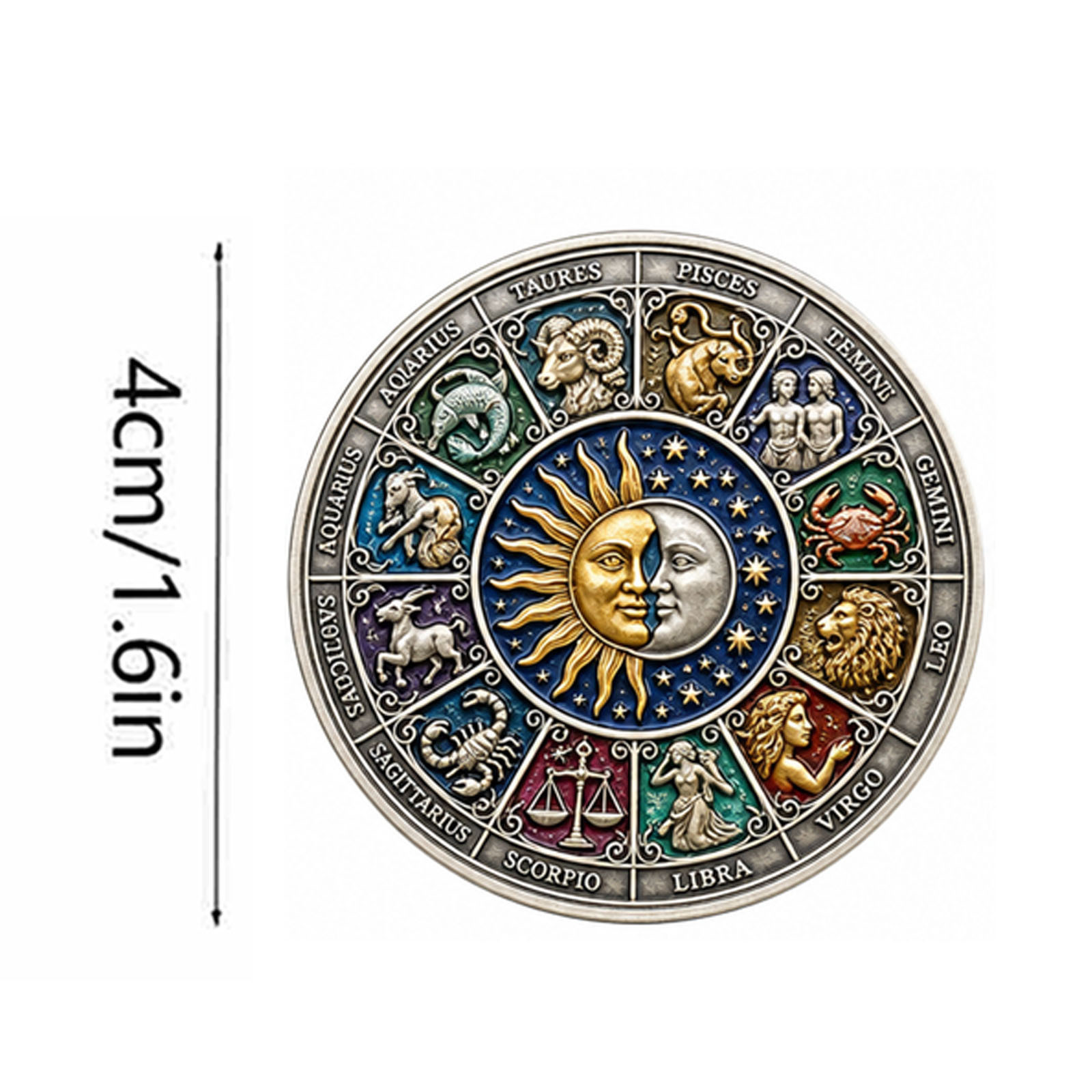 TEMU Pièce Artisanat en 3D 1 pièce, Pièce Commémorative Motif Disque de Constellation, Médaille Double Face avec et Lune, Motif Arrière Ciel Étoilé