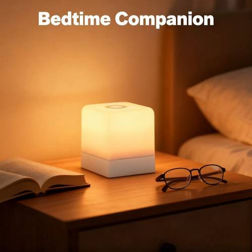control usb rechargeable 3 color dimmable rgb lamp square bedside night light with plug in or operation suitable for bedroom living room office camping