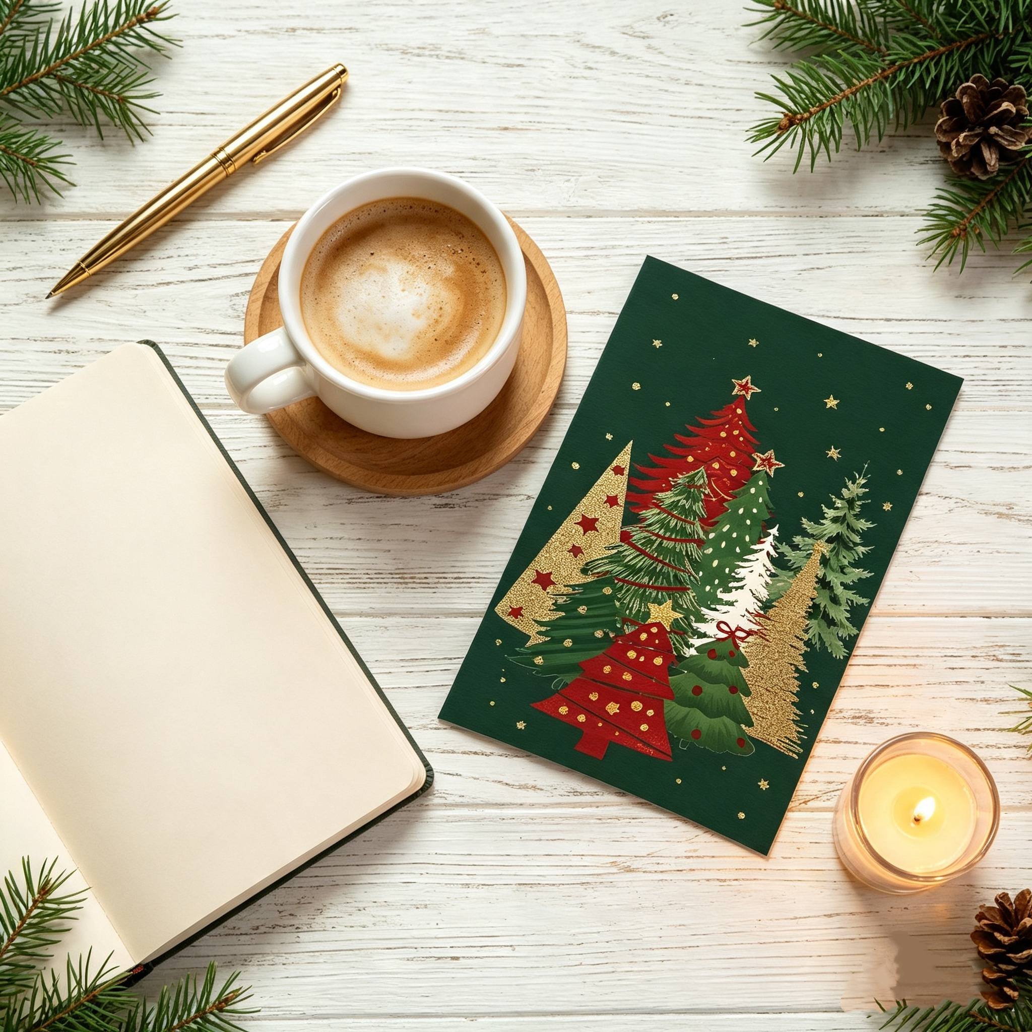 TEMU Christmas Disposable Napkins, Retro Dark Green Christmas Tree Golden Pattern Decorative Napkins, Double-layer Disposable Guest Napkins, Suitable