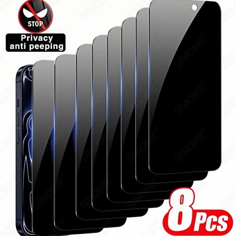 Image of 8-pack 28° Privacy Tempered Glass Screen Protector Suitable For For Iphone 11 12 13 17 Pro Max Plus Full Screen Privacy Glass, Public Transport/office/subway Anti-peep